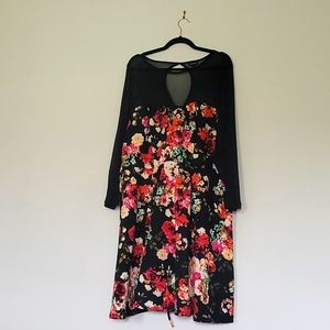 Torrid Mesh Sleeve Sweetheart Neckline Floral Dress